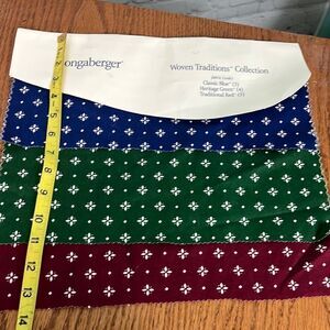 Longaberger fabric Samples cotton 3 colors